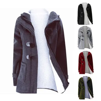 2023 Осенне-зимние Шерстяные пальто с капюшоном, Женское пальто с пряжкой, куртка, однотонное женское пальто из овечьей шерсти