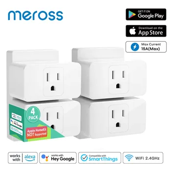 Meross WiFi Smart Plug, американская розетка, 1/2/4 ПАКЕТА, таймер, расписание, голосовое управление, Поддержка Alexa Google Assistant SmartThings