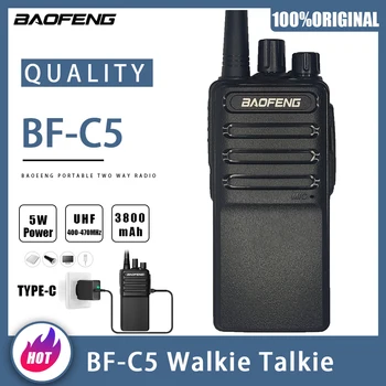 Портативная рация Baofeng BF-C5 5 Вт 3800 мАч UHF 400-470 МГц Тонкая Двухсторонняя рация BFC5 Может Заряжать Type-C Портативные Портативные CB Радиолюбители