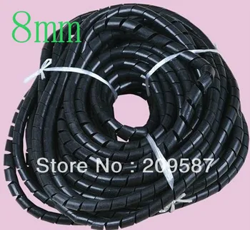 8 мм 42,6 фута (13 м) Спиральный кабель С Обмоткой Провода, Трубка для управления компьютером, черный