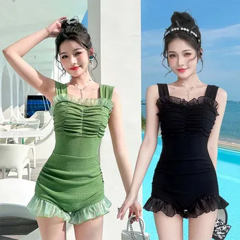 Модный цельный купальник, женский Корейский Новый консервативный стиль юбки, купальный костюм для похудения, летние купальники для пляжного отдыха