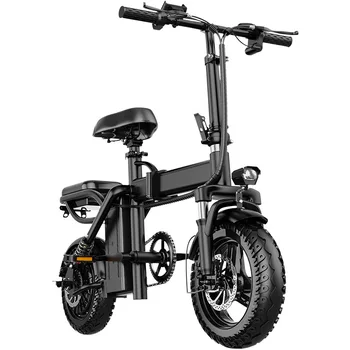 Велосипед с 14-Дюймовой Шиной, Мини-Складной Электрический Велосипед с Литиевой Батареей 48 В/500 Вт для Вождения и путешествий, Маленький Электрический Велосипед