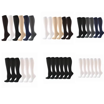 Компрессионные носки для бега, для женщин, мужчин, 6 пар, компрессионные чулки для медицинской медсестры, 15-20 мм рт. ст.