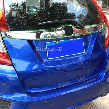 Крышка автомобиля ABS Хромированный задний номерной знак, Нижняя рамка задней двери, накладка на фонарь багажника для Honda Fit Jazz 2014 2015 2016 2017