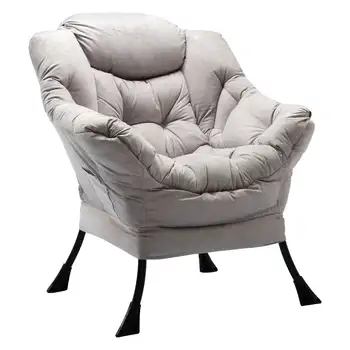 Кресло-диван HollyHOME Modern Accent Lazy с мягкой высокой спинкой-крылом, серого цвета