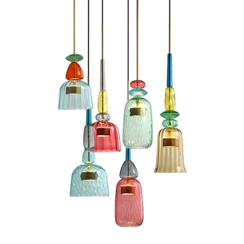 Современные подвесные светильники Nordic Color Candy Спальня Детская комната Стеклянные подвесные светильники с одной головкой Светильники для домашнего декора Macaron