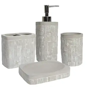 Набор аксессуаров для ванной комнаты из бетона, органайзер для ванной комнаты и полки для хранения, Настольный органайзер, Шкаф для лекарств с зеркалом