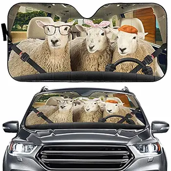 Солнцезащитный козырек на лобовое стекло автомобиля Homa Funny Sheep, Универсальный солнцезащитный козырек для автомобиля, Козырек на переднее стекло с животными Защищает ваш автомобиль от солнечного тепла/