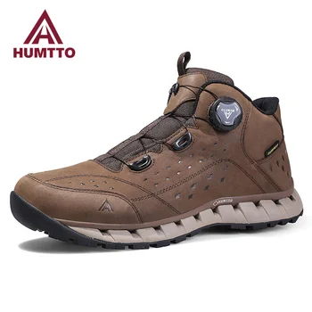 Водонепроницаемая спортивная походная обувь HUMTTO, кожаные ботильоны для мужчин, Роскошные дизайнерские зимние мужские кроссовки для скалолазания на открытом воздухе