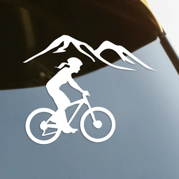 Велосипедист, Горный велосипед, Виниловая наклейка для высечки, Автомобильная наклейка, Водонепроницаемые автодекоры на бампер кузова, заднее стекло, ноутбук #S60346