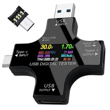 USB C Тестер IPS Цветной экран Тип C Измеритель мощности USB Детектор Проверка постоянного тока Для PD3.0/PD2.0 QC3.0/QC2.0 BC1.2 USB A USB C