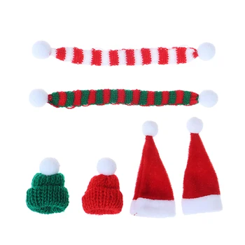 2 шт./компл. Рождественский мини-шарф и шляпа, декор, кукольная одежда, аксессуар, Рождественский фестиваль, миниатюрный орнамент для вечеринки, креативное украшение