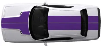 Заводские поделки THood в Полоску на крыше и багажнике Графический комплект 3 м Виниловая наклейка, Совместимая с Dodge Challenger 20082013 Фиолетового цвета