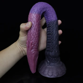 Анальная пробка длиной 47,5 см с присоской, фиолетовый силиконовый фаллоимитатор, реалистичный пенис с головой дракона, Анус, Мастурбаторы, секс-игрушки для женщин 18