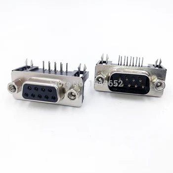 DB9 Разъем для печатной платы с углом наклона 90 кабель для передачи данных, разъем для подключения 9-контактного порта, женский и мужской адаптер типа D