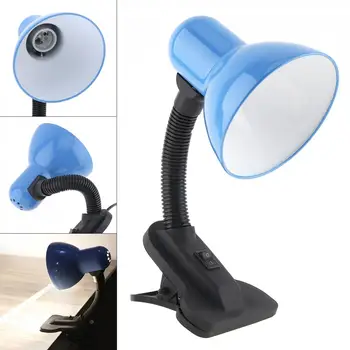 Портативная светодиодная настольная лампа с широкой поддержкой напряжения E27, люминесцентная лампа накаливания синего цвета для студенческого домашнего офиса, штепсельная вилка США