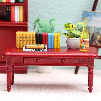 Мебель для мини-кукольного домика 1:12, Миниатюрный Деревянный Чайный столик, прикроватный столик, Журнальный столик, Аксессуары для кукольного домика в гостиной