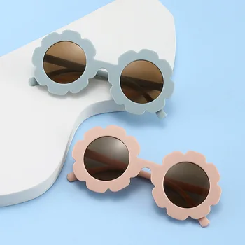 Новые детские солнцезащитные очки с цветочным узором, круглые милые детские солнцезащитные очки для мальчиков и девочек, защищенные от ультрафиолета Детские солнцезащитные очки, милые очки