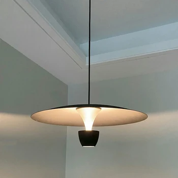 Современный светодиодный подвесной светильник AiPaiTe черного цвета, простой металлический диск, регулируемая высота, потолочный подвесной светильник для гостиной, столовой