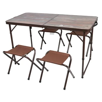 Уличные столы Прочный стол и табуреты из стали и алюминия, с открытой формой 19,29 