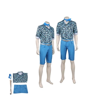 Летняя Синяя Рубашка С Леопардовым Принтом Barbier Ken Косплей Костюм Для Взрослых Мужчин Шорты Пояс Шарф Наряды Для Вечеринки На Хэллоуин