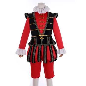 Карнавальный костюм короля Елизаветы в стиле Тюдор, Средневековая одежда, Благородный мужской костюм для взрослых, Карнавальный костюм рыцарей Тюдор, Красный костюм