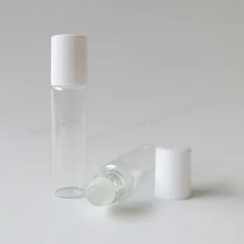 30 шт./лот, 15 мл, прозрачный стеклянный флакон с белой крышкой, 15 куб. см, прозрачный флакон с эфирным маслом, косметическая упаковка