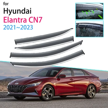 4x Оконный Козырек для Hyundai Elantra Avante i30 CN7 2021 2022 2023 Дефлекторный Тент Защита От Солнца Дождя Дыма Защитные Автомобильные Аксессуары