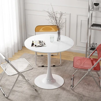 Стиль Белый Маленький круглый Столик на Балконе, Маленький столик для отдыха, Домашний стол для переговоров интернет-знаменитостей и комбинация стула