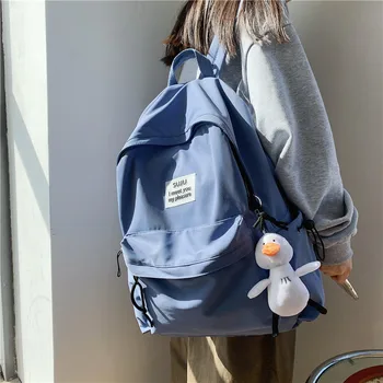 Водонепроницаемый Рюкзак для путешествий, Женский школьный рюкзак с подвеской в виде животного, Контрастный Цвет, школьная сумка для девочек, Модная Женская сумка для колледжа, Черный ноутбук