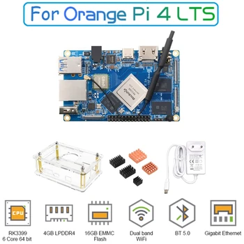 Для Orange Pi 4 LTS 4 ГБ LPDDR4 16 ГБ EMMC Rockchip RK3399 Wifi + BT5.0 Gigabit Ethernet Плата развития