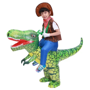 Детский надувной костюм динозавра Ти Рекс, Косплей, Ковбойская поездка, Динозавр, Хэллоуин, Пурим, Надутая одежда с 3D принтом