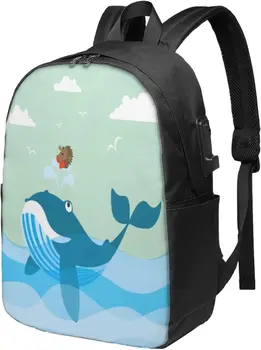 Милый Морской Веселый Нарвал с Мультяшными Существами, Школьный Рюкзак для подростков, Школьная сумка для книг, 17-Дюймовый Рюкзак для ноутбука, для Путешествий в Колледж
