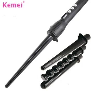 KEMEI 4 в 1 Стайлер Для Волос, Бигуди Для волос, Бигуди Для Завивки, ЖК-Керамический Турмалиновый Бигуди Для Волос, Многофункциональные Инструменты Для Укладки