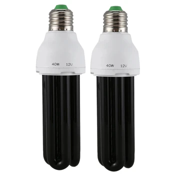 2X E27 40 Вт УФ-люминесцентная лампа Blacklight CFL Лампа 220 В Форма: прямая Мощность Напряжение: 40 Вт постоянного тока 12 В